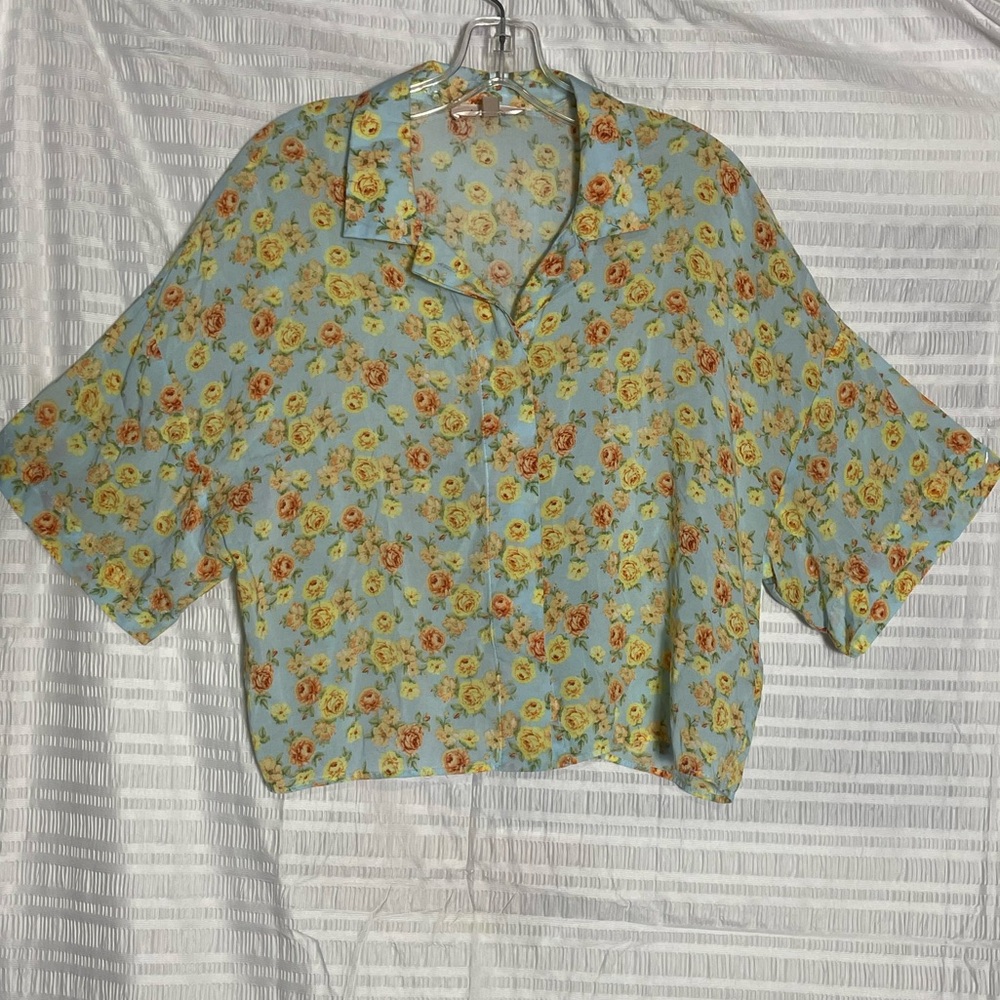 Philosophy Yellow & Blue Floral Blouse size M